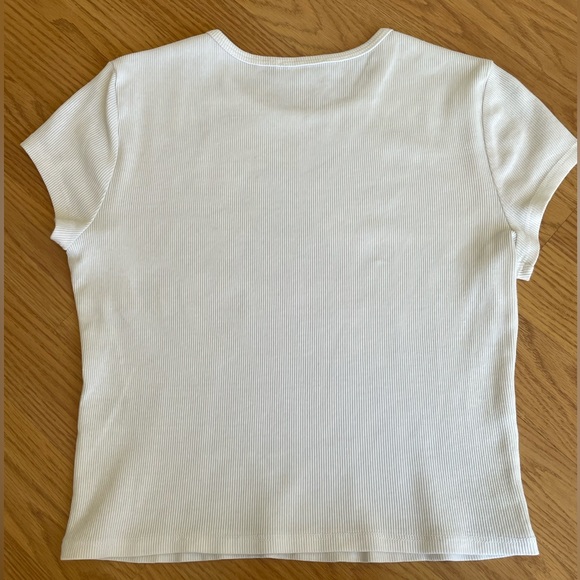 Reformation Muse Ribbed Tee Ivory Size M - Picture 4 of 10